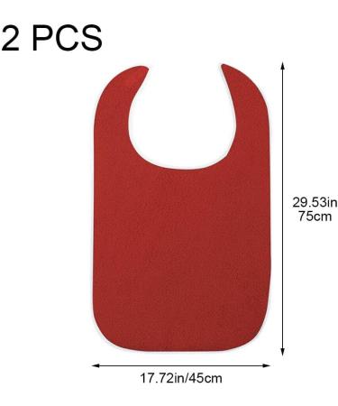 Adult Bibs for Elderly 2pcs Washable Feeding Adult Bib with Crumb Catcher Clothing Protectors for Adult Elderly and Disabled Red - Buy Online on GoSupps.com