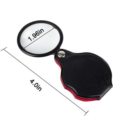XDGOOD 2pcs 10X Mini Magnifying Glass Folding Pocket Magnifying Glass with Black Rotating Protective Leather Case Professional for Jewelry Reading Hobbies Science Books 50mm/1.96" - Buy Online on GoSupps.com