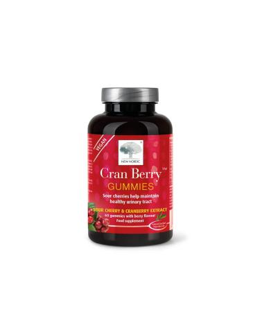 New Nordic Cran Berry Gummies - Promote Urinary Tract Health with 60 Vegan Gummies Featuring a Delightful Berry Flavour - Natural Herbal Ingredients for Adults Cranberry Gummies