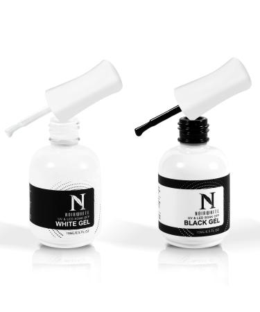 Black & White Gel Nail Polish Set - 2 x 15ml UV LED Soak Off for Long Lasting Nail Art | Perfect for Home Manicure & Salon DIY - Buy Online on GoSupps.com