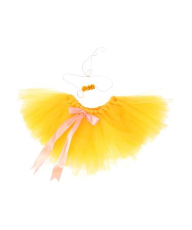 Amosfun Christmas Baby Girl Tutu Skirt Floral Headband Outfit Newborn Photography Dress Apparel Xmas Party Gift (0-12 Months) 17.5*12cm Yellow