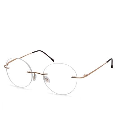 Eyekepper Rimless Glasses Women - Round Rimless Glasses Men Gold +1.00