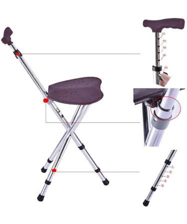 Walking Stick Chair Walking Cane with Seat Height Adjustable Crutch 3 Legs with Led Light Balancing Mobility Aid for Disability Elderly Anti-Slip Portable Elegant - Buy Online on GoSupps.com