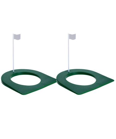 MUXSAM Golf Putting Cup with Flag, All-Direction Putt Cups, Indoor Little Putt Training Hole for Golfer Kids Game Men Women Outdoor Home Office Backyard Practice 2Pcs Green Cup White Flag