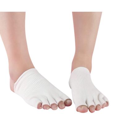 Artibetter 1 Pair Moisturizing Socks Gel Toe Socks Silicone Toe Separator Socks for Dry Cracked Feet (White)