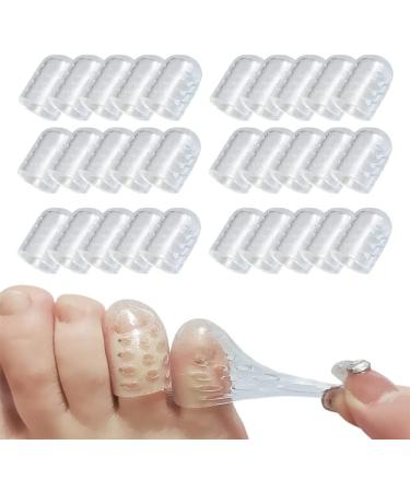 Silicone Anti-Friction Toe Protector - 30 Pcs Gel Toe Protectors Breathable Toe Covers Toe Sleeves for Corns Little Toe Protectors Caps Guards Blisters and Ingrown Toenails (30 PCS) (30pcs)