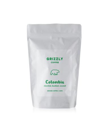 Grizzly Coffee - Colombia | Colombian Coffee Beans | Notes of Chocolate Hazelnut Caramel | 227g | Rainforest Alliance Certified | Ethically Sourced | (Ground)
