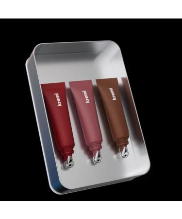 Lip Balm Set of 3 Metal Tins | Red | Coffee | Nude | Moisturizing | Lip Gloss | Vegan | Balm | Nourishing - Peptides Ceramide Vitamin E - Buy Online on GoSupps.com