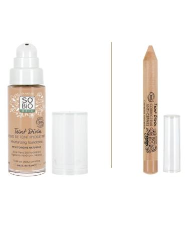 LÉA NATURE SO BiO étic | Face Makeup Routine – Hydrating Foundation (Golden Beige – 30 ml) + Concealer (Golden Beige – 2 g) | Certified Organic - Vegan | Made in France