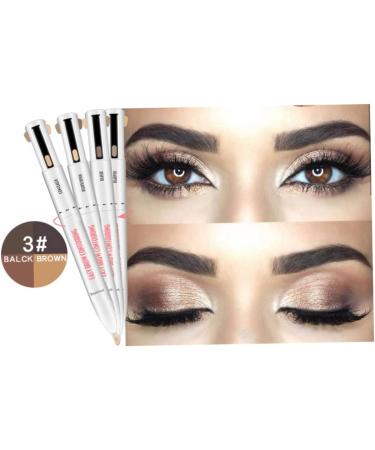 Eyebrow Contour Pen 4 in 1 Long Lasting Rotate Defining Highlighting Brow Pencil Makeup Tool Black Brown 3# Black Brown - Buy Online on GoSupps.com
