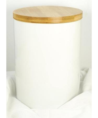 White Ceramic 1050mL 4 cup Food Storage Canister with Airtight Bamboo Lid and Silicone Seal Container for Counter - Great for Flour Coffee Sugar Treats for Dog Puppy Cat Kitten Rawhide Milkbone - Buy Online on GoSupps.com