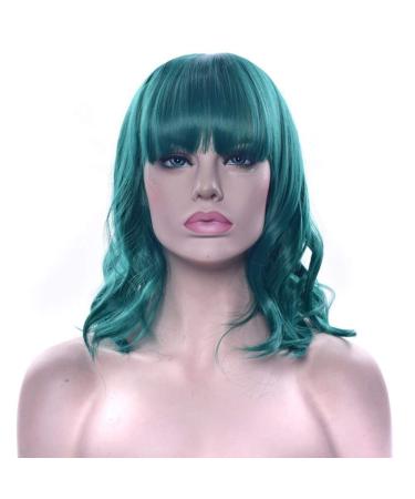 LFMDJF 10 Colors Short Curly Synthetic Wigs - 14 Hairpiece for Women | High Temperature Fiber Pink Black Brown Red - Buy Online on GoSupps.com