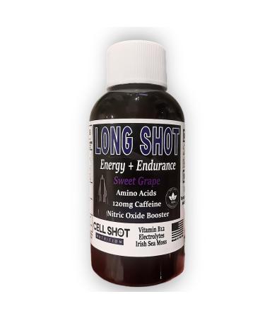 Sweet Grape Endurance Shots - 4 Pack - Long Shot - Nitric Oxide Booster Caffeine Nootropics Electrolytes Amino Acids - Energy and Performance