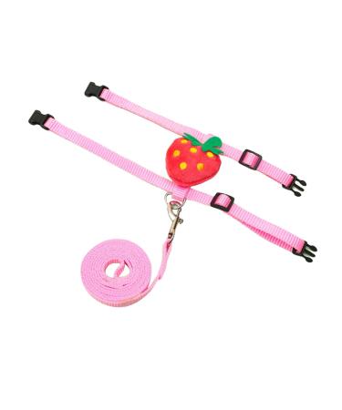 Luojuny rabbit traction line firm towing adjustable pineapple doll pet cat rabbit chest strap traction rope kit pet requirement pink m p.