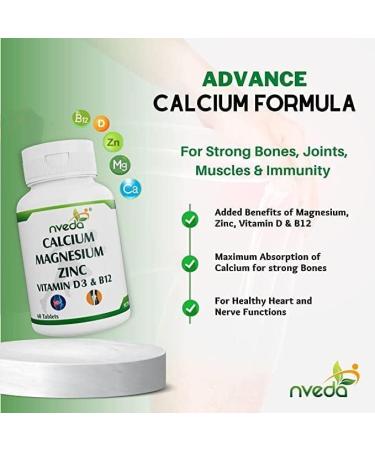 Puritans Calcium Supplement 1000mg with Vitamin D, Magnesium, Zinc & B12 - Pack of 2 120 Tablets | Immunity, Bone & Joint Support - Buy Online on GoSupps.com