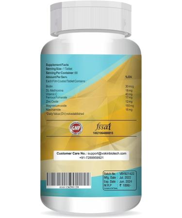Biotin 30mcg Supplement for Hair Growth Strong Hair and Glowing Skin Fights Nail Brittleness 90 Tablets - Buy Online on GoSupps.com
