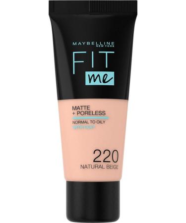 Maybelline New-York Fit Me Matte & Poreless Fluid Foundation - Normal to Oily Skin - Shade 220 Natural Beige 30 ml