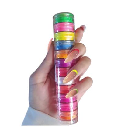 Neon Phosphor Pigment Powder Set for Nail and Eye Art - Fluorescent Glitter Dust for Manicure Decoration - (C) - Buy Online on GoSupps.com