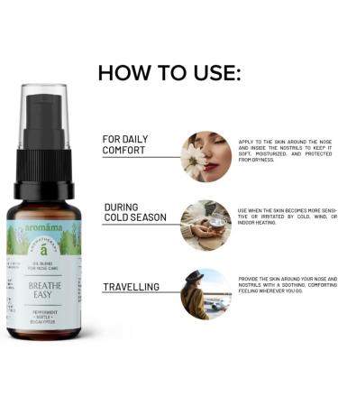 arom ma Breathe Easy Huile de soin nasal la vitamine E aromath rapie naturelle avec huile de menthe poivr e eucalyptus myrte et arbre th pour une exp rience nasale rafra chissante 20 ml - Buy Online on GoSupps.com
