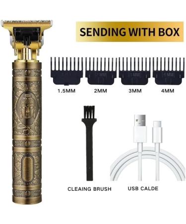 Professional Vintage T9 Cordless Hair Trimmer Beard Trimmer Rechargeable (USB Fast Charging) with Titanium Blade and 4 Combs Multifunctional for Triming Shading Trimming and Sculpting (Buddha) - Buy Online on GoSupps.com