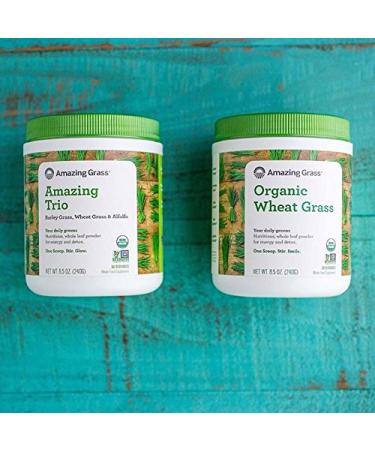 Organic Amazing Grass Trio: Barley, Wheat & Alfalfa Powder â€“ 8.5 oz (240g) for Optimal Nutrition - Buy Online on GoSupps.com