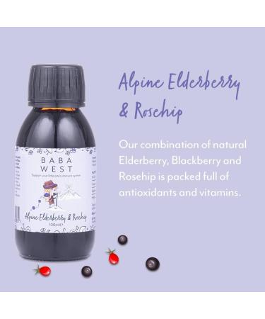 Baba West Alpine Elderberry & Rosehip Juice | With Vitamin C | Antioxidants And Vitamins | 100ml - Buy Online on GoSupps.com