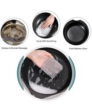 Cast Iron Cleaner Stainless Steel Garden Home Iron Cleaner Cast Iron Cleaner Chainmail Scrubber for Cast Iron Pan Dutch Ovens Cast Iron Grill Scraper Skillet Scraper 1pc Silver - Buy Online on GoSupps.com
