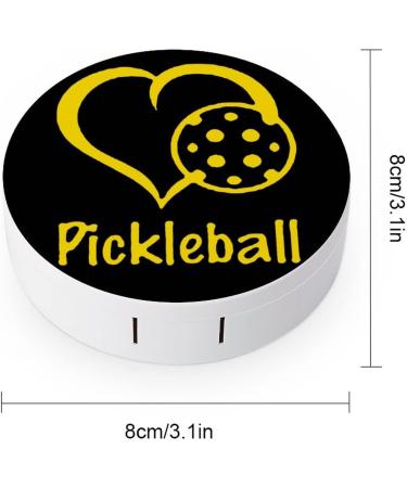 Heart Love Pickleball Round Case For Contact Lens Kit Storage Box with Mirror Printed - Buy Online on GoSupps.com