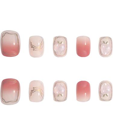 Square Short Fake Nail Full Cover with Glue Detachable French Gradient Press on Nails 24 Pieces Finger Nail Art Tips for Nail Salons and Women DIY Nail Art - Buy Online on GoSupps.com