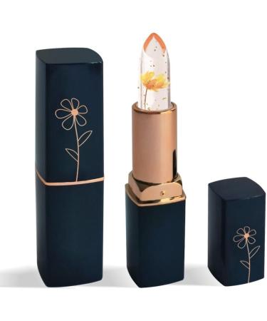 LZPCarra Dark Blue Tube Transparent Dried Flower Lipstick Gold Leaf Jelly Colour Changing Moisturising Lip Balm Moisturising Lip Care (E One Size) 1 count (Pack of 1) E - Buy Online on GoSupps.com