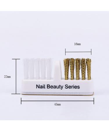 2Pcs Nail Art Drill Bit Cleaning Brushes - 2-in-1 Copper and Soft Brushes for Nail Salon or Home Use - White - Buy Online on GoSupps.com