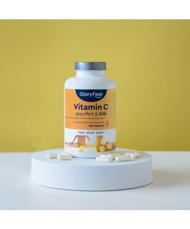 Vitamin C 365 Capsules - 1000mg High-Dose + 20mg Zinc | Vegan Acid-Free Buffered | Laboratory Tested Additive-Free International Shipping - Buy Online on GoSupps.com