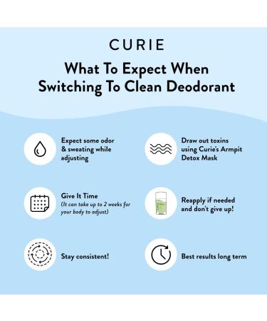 Curie Aluminum Free Deodorant - New Easy Glide Formula - Natural Deodorant Paraben Free Cruelty Free Non-Toxic White Tea 2oz Stick and Armpit Detox Mask White Tea + Pit Mask - Buy Online on GoSupps.com