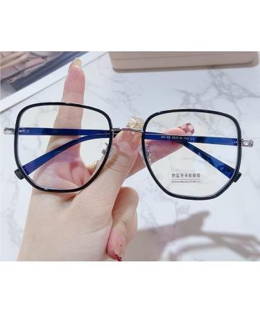 Newada Oversized Square Reading Glasses - Unbreakable Metal Blue Light Blocking Flat Light Mirror - Black Silver (+0.50) - Buy Online on GoSupps.com