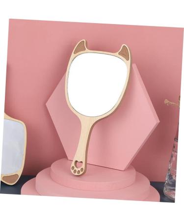 FOMIYES Wooden Handheld Vanity Mirror for Women - Travel Makeup Mirror with Wood Handle - Miss Wooden Mirror for Makeup on-the-go - Buy Online on GoSupps.com