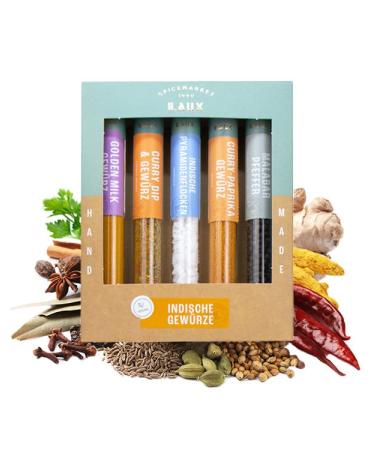 Laux Indian spices - gift box with 5 premium spices of Indian kind - Father's Day gift from high -quality ingredients - Grill BBQ Gift - Father's Day Gift idea - Buy Online on GoSupps.com