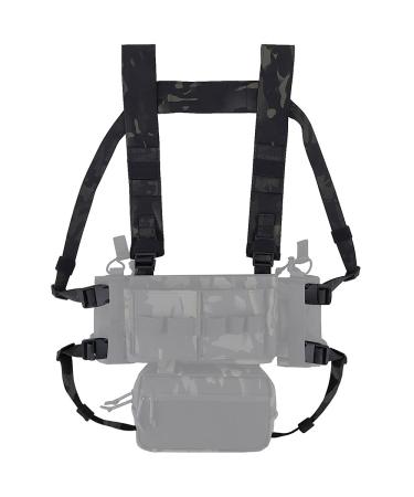 KRYDEX Fat Strap Shoulder Harness and Back Strap for MK3 MK4 Chest Rig Multicam Black