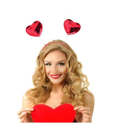 Red Sequin Love Heart Headband Party Hair Accessory for Holiday Festivals - Oarkive - Buy Online on GoSupps.com