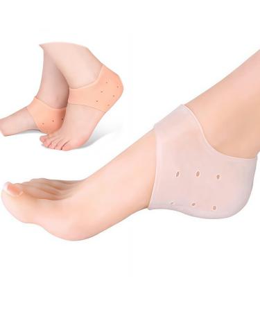 silicone heel covers silicone pads Silicone Moisturizing Cushion Moisturizing Breathable Protector for men and women skin care Treatment Fasciitis Soft Anti cracking 2 Pairs White