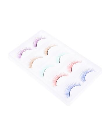 5 Pairs Colored False Eyelashes Fake Colored Eye Lashes False Eye Lashes Eye Lashes Extension Makeup Caboodle Cosmetics Colorful Lashes Toiletries Artificial Fiber 5d Manual Extend