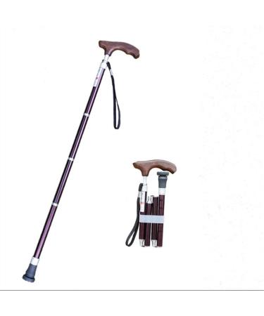 Elderly Folding Wood + Aluminum Alloy Super Li Trekking Black for Outdoor Trip (Color : Black) Interesting Winered