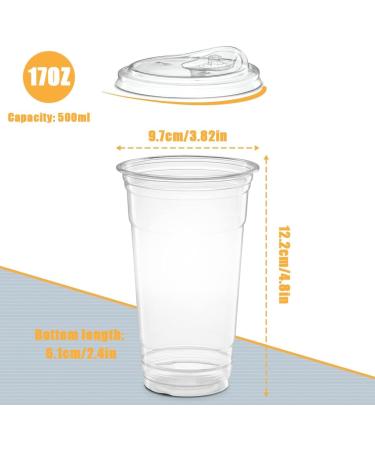 Cangfort 17 oz. Clear Cups with Strawless Sip-Lids PET Crystal Clear Disposable 17oz Plastic Coffee Cups with Lids to Go Cups for Iced Coffee Smoothies Soda Party Drinks Bubble Tea 50 Sets  - Buy Online on GoSupps.com