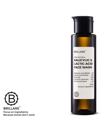 BRILLARE 2% Salicylic & Lactic Acid Face Wash | Deep Cleansing Oil Control & Acne Care | With Zinc for Oily & Sensitive Skin (100ML) : Amazon.in: Beauty - Buy Online on GoSupps.com