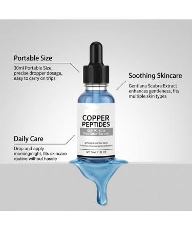 Copper Peptides GHK-Cu Peptides Serum Firming and Hydrating Face Serum Anti-Aging Skincare for All Skin Types 30ML / 1 FL OZ - Buy Online on GoSupps.com