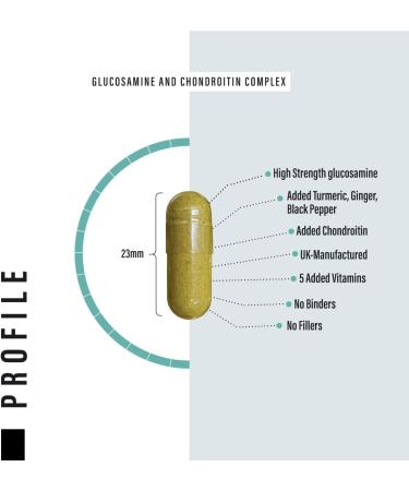 Glucosamine and Chondroitin High Strength Plus 5 Vitamins - 120 Complex Capsules 1 000mg (Providing 530mg Base) - Chondroitin 200mg - Added Turmeric Ginger Black Pepper Vitamin C B6 B1 D3 & B12 - Buy Online on GoSupps.com