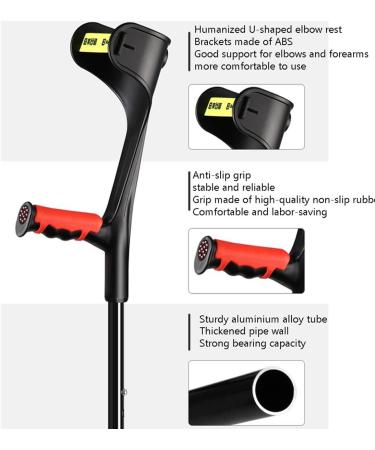 Folding Crutches 1 Pair Lightweight Walking Stick for Adults Kids Women Man Healthcare with Non-Slip Hand Grips Open Cuff (Color : Black) Warm Life - Buy Online on GoSupps.com