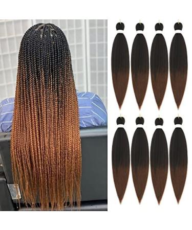 Pre Stretched Braiding Hair 30inch 8packs Professional Braiding Hair for Braids Yaki Braiding Hair Hot Water Setting Synthetic Crochet Hair Extensions (30Inch (Pack of 8) 1B/30) 30 Inch (Pack of 8) 1B/30