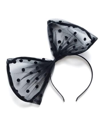 She's Shining Big Bow Polka Dot Headband Cute Black Lace Retro Hairband Headwrap Hair Accessories for Women