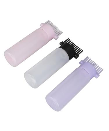 HURRISE Hair Coloring Oiling Bottle Comb Dispensing Shampoo Easy Operation Self Scaled Plastic 3 Colors Root Comb Applicator Bottle for Beauty Salon with Graduated Scale