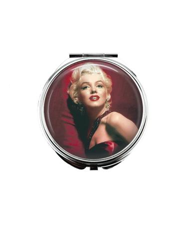 Crafting Mania LLC. Portable Makeup Compact Double Magnifying Mirror Cosmetic Foldable Pocket Style Mother of Pearl Unique Green Marilyn Monroe Design 2